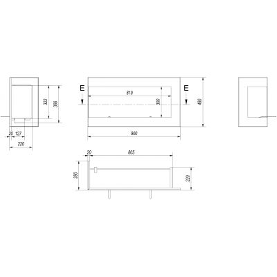 Biokominek DELTA lewy 900x280