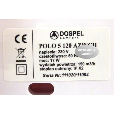Wentylator osiowy POLO AŻWCH automatyczna żaluzja + wyłącznik czasowy + higrostat DOSPEL