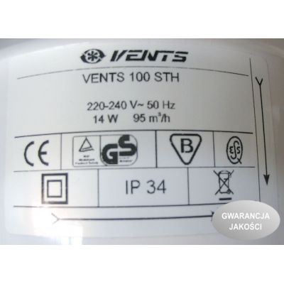Wentylator osiowy STH wyłącznik czasowy + higrostat VENTS