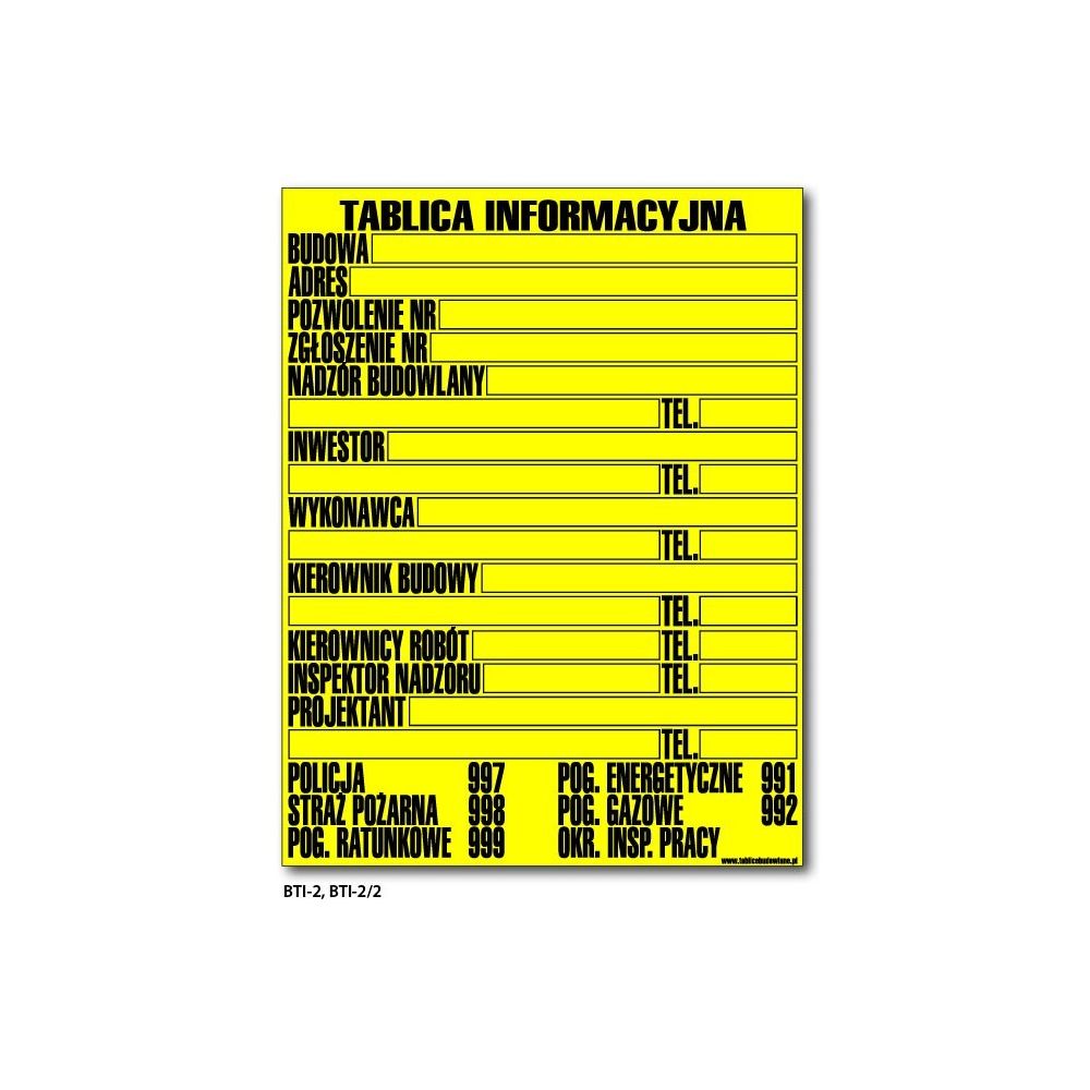 Tablica budowlana informacyjna