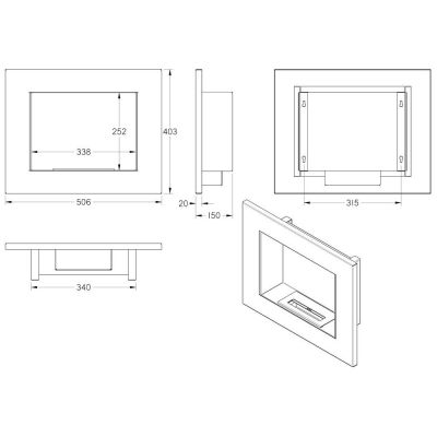 Biokominek 506x403 mm grafitowy
