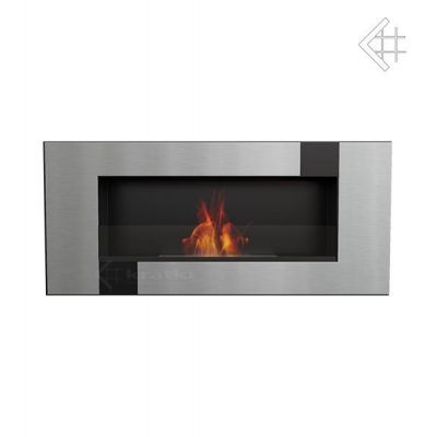 Biokominek DELTA 2 czarny QUBE z szybą  400x900
