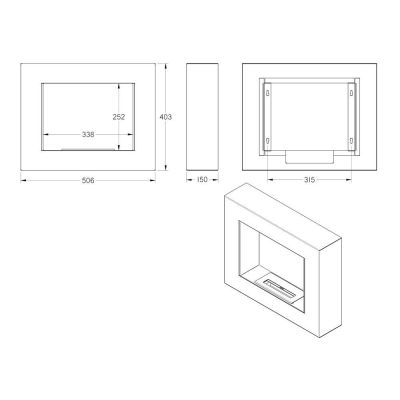 Biokominek 506x403 mm czarny box