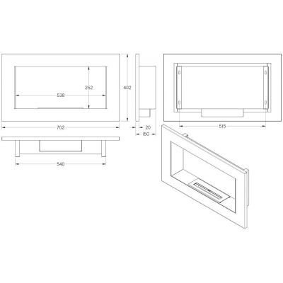 Biokominek 506x403 mm czarny