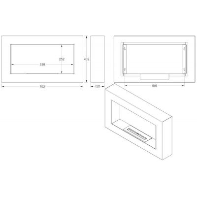 Biokominek 706x403 mm czarny