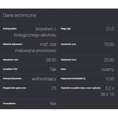 Biokominek JUNE czarny z biopojemnikiem TÜV