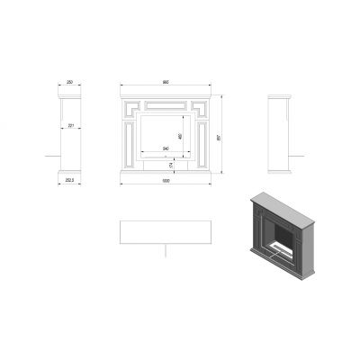Biokominek MARCH 995x857 mm czarny z biopojemnikiem TÜV