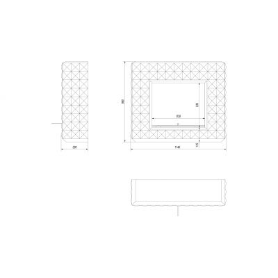 Biokominek EGZUL 1130x973 czarny z biopojemnikiem TÜV