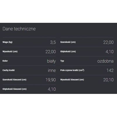 Kratka kominkowa wentylacyjna WIND 22x22 różne kolory