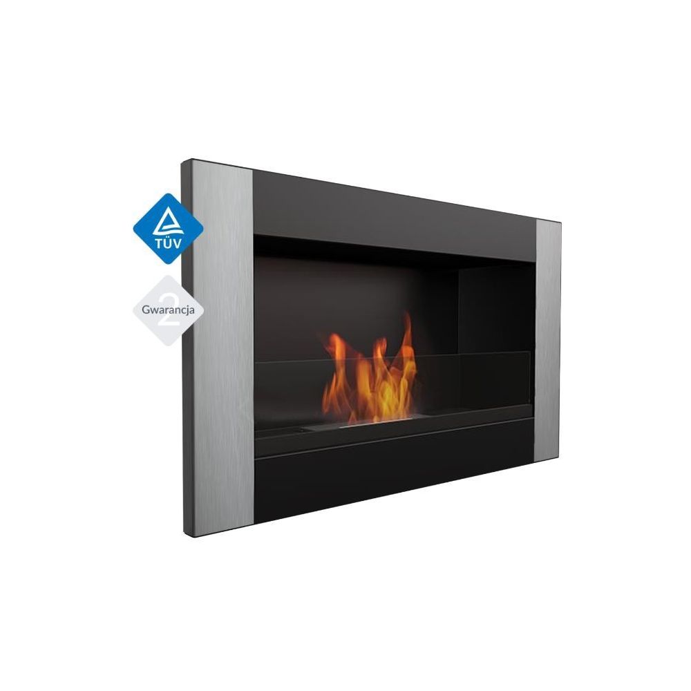 Biokominek GOLF VERTICAL 648x374 mm szlifowany z szybą i biopojemnikiem TÜV