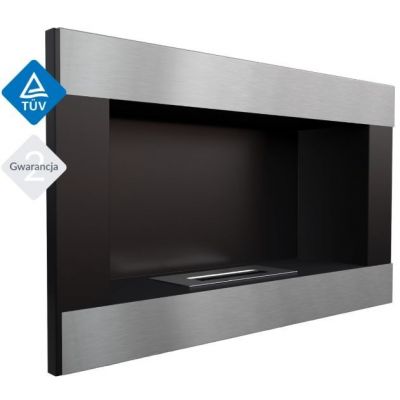 Biokominek GOLF CZARNY HORIZONTAL Z SZYBĄ 648x374mm z biopojemnikiem TÜV