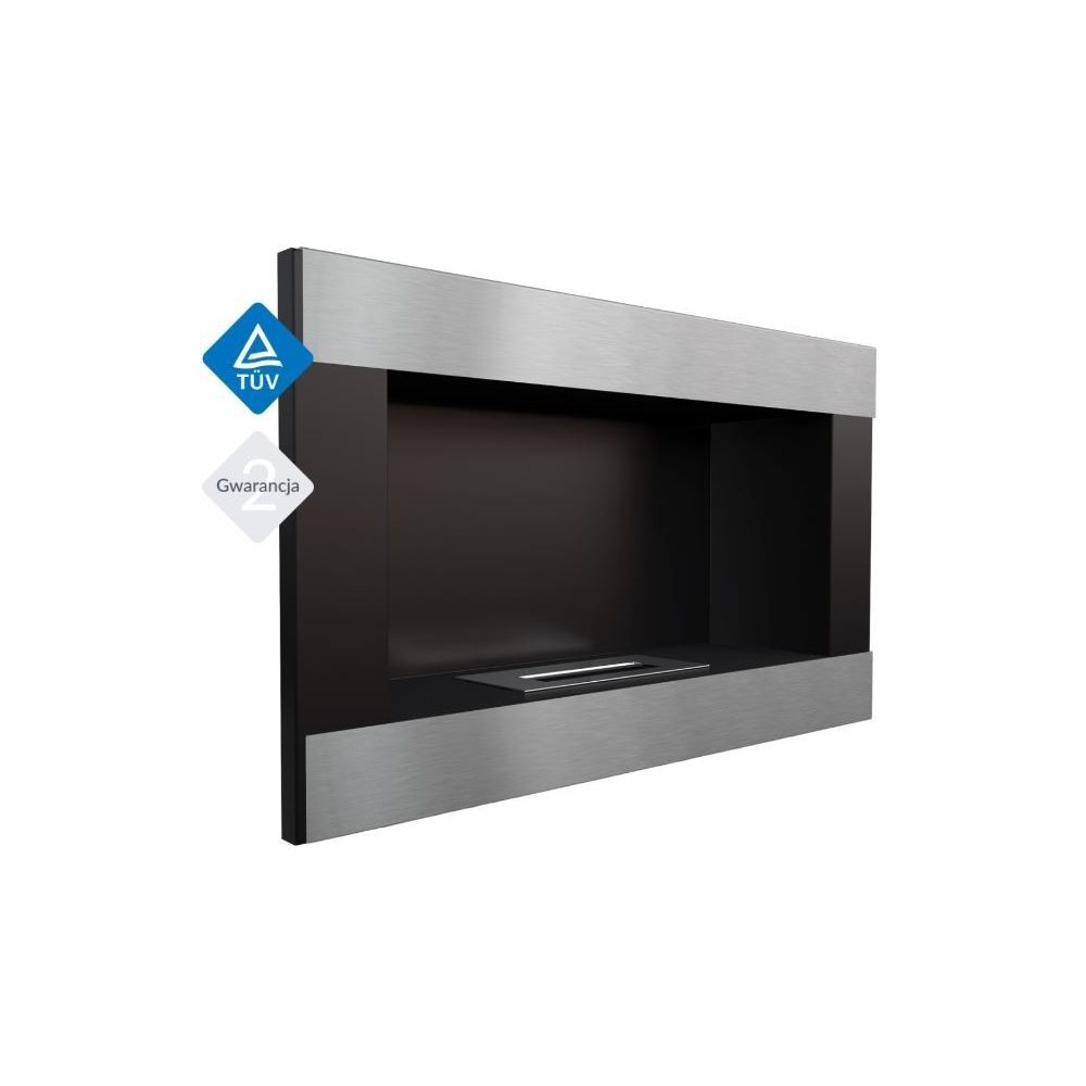 Biokominek GOLF CZARNY HORIZONTAL Z SZYBĄ 648x374mm z biopojemnikiem TÜV