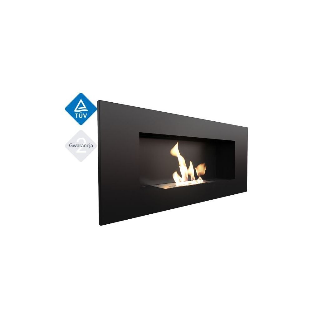 Biokominek DELTA 2 czarnym z szybą 400x900mm z biopojemnikiem TÜV