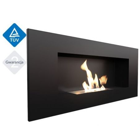 Biokominek DELTA 2 czarnym z szybą 400x900mm z biopojemnikiem TÜV