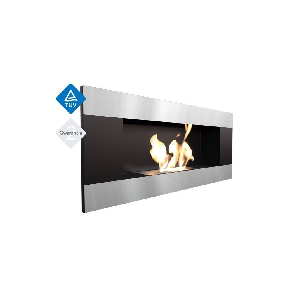 Biokominek DELTA 2 czarny HORIZONTAL z szybą 400x900 z biopojemnikiem TÜV