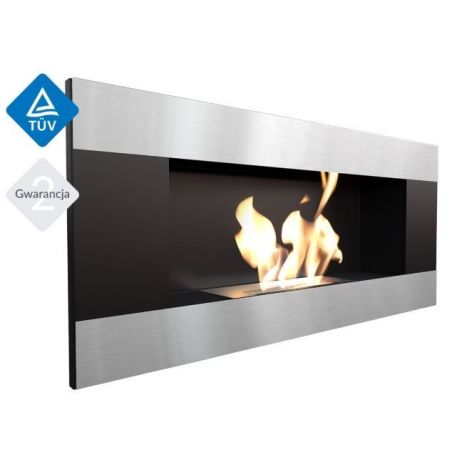 Biokominek DELTA 2 czarny HORIZONTAL z szybą 400x900 z biopojemnikiem TÜV