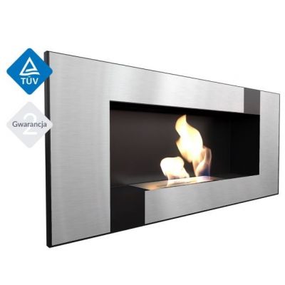 Biokominek DELTA 2 czarny QUBE z szybą  400x900mm z biopojemnikiem TÜV