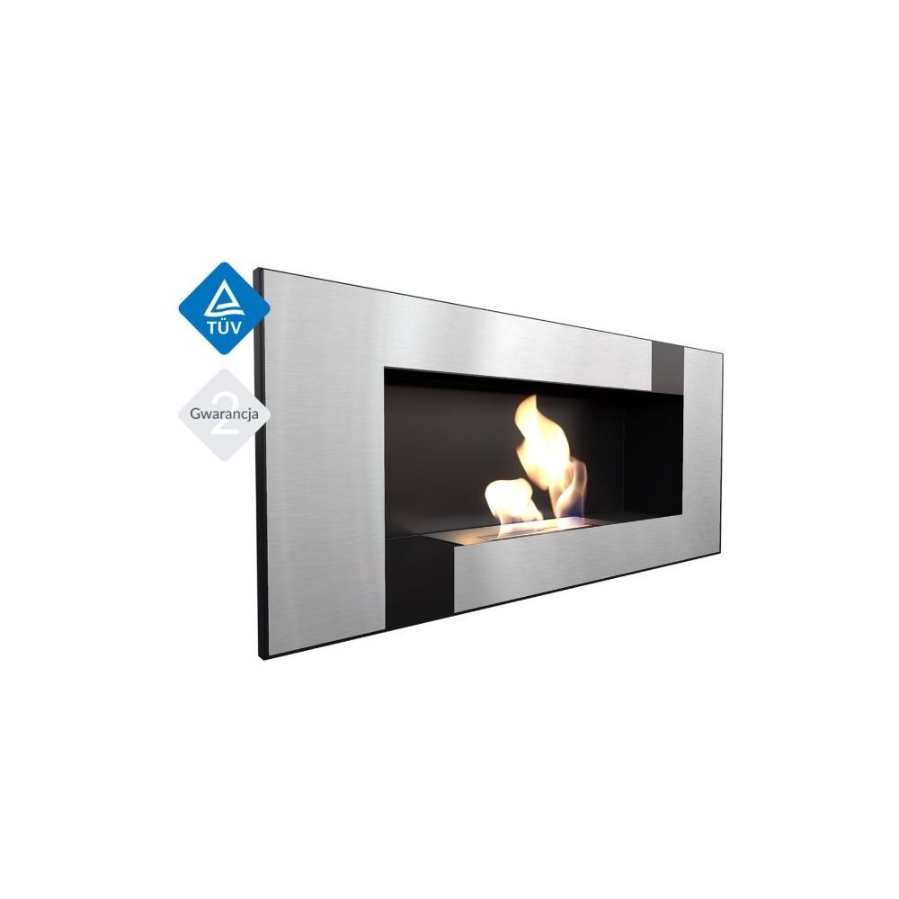 Biokominek DELTA 2 czarny QUBE z szybą  400x900mm z biopojemnikiem TÜV