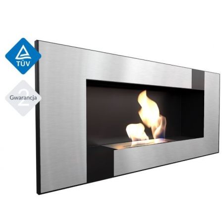 Biokominek DELTA 2 czarny QUBE z szybą  400x900mm z biopojemnikiem TÜV
