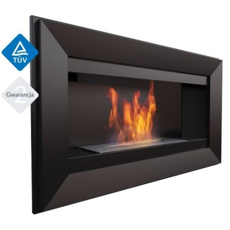 Biokominek CHARLIE 880x510 mm czarny z szybą i biopojemnikiem TÜV