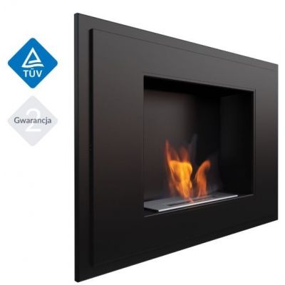Biokominek ALPHA 800x590 mm czarny z biopojemnikiem TÜV