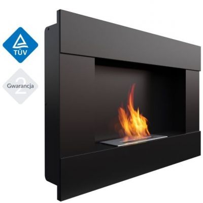 Biokominek BRAVO 900x652 mm czarny z szybą i biopojemnikiem TÜV