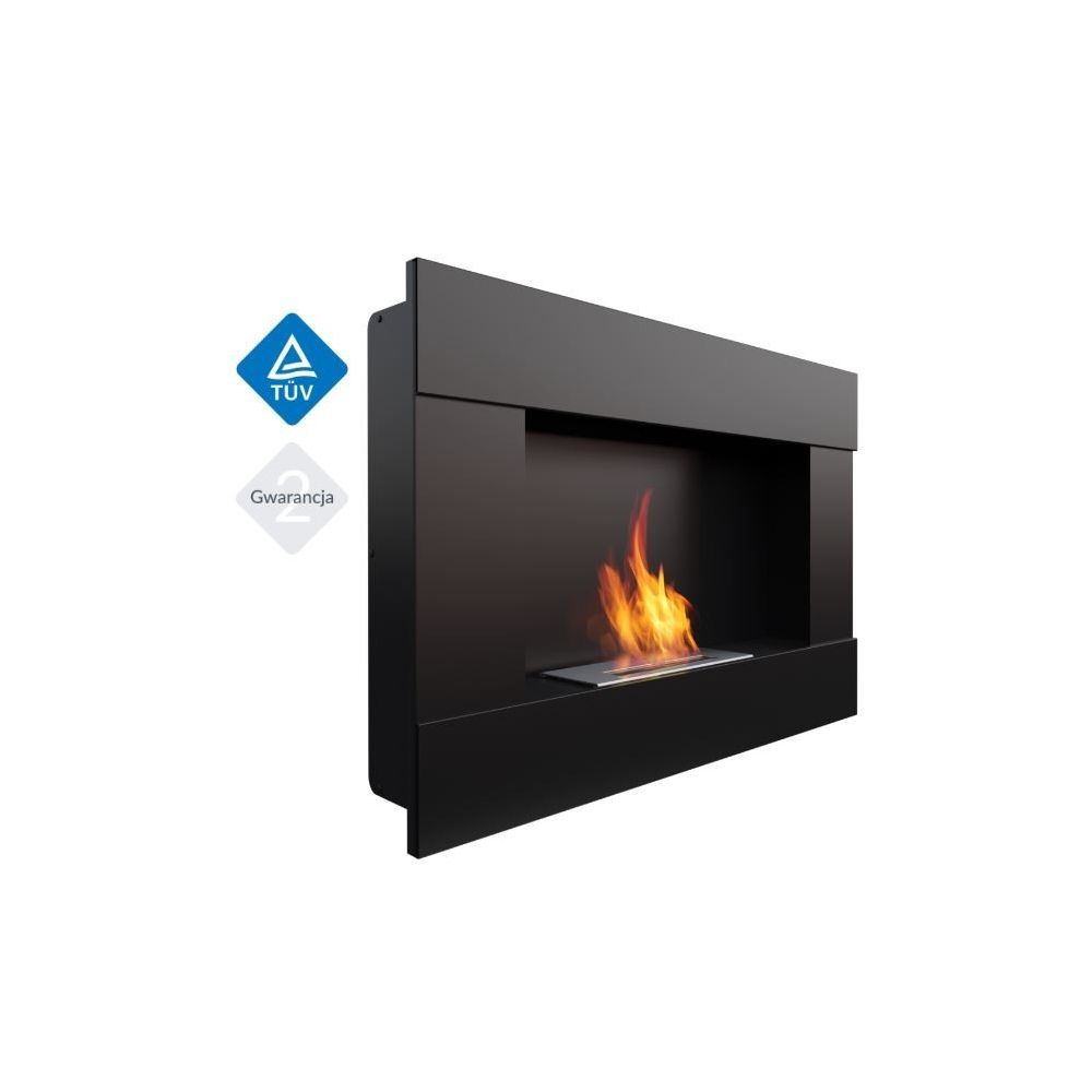 Biokominek BRAVO 900x652 mm czarny z szybą i biopojemnikiem TÜV