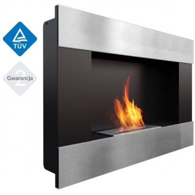 Biokominek BRAVO 900x652 mm szlif z szybą z biopojemnikiem TÜV