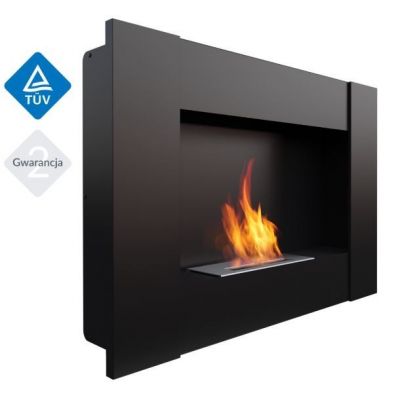Biokominek BRAVO 2 902x650 mm czarny z szybą i biopojemnikiem TÜV
