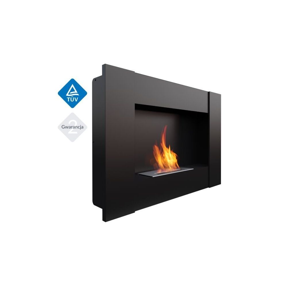 Biokominek BRAVO 2 902x650 mm czarny z szybą i biopojemnikiem TÜV