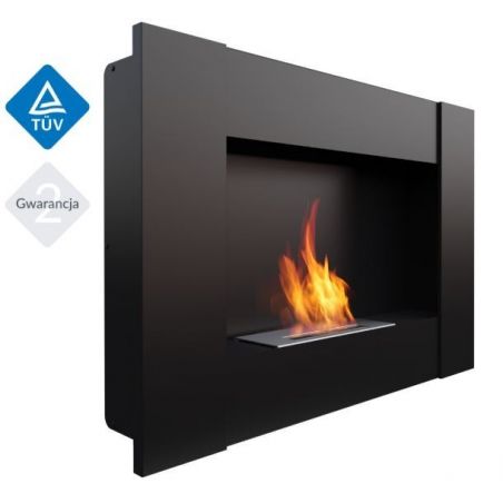 Biokominek BRAVO 2 902x650 mm czarny z szybą i biopojemnikiem TÜV