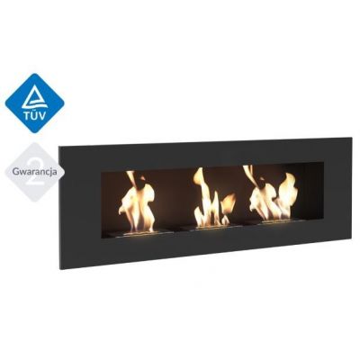 Biokominek DELTA 3 1200x400 mm czarny z szybą