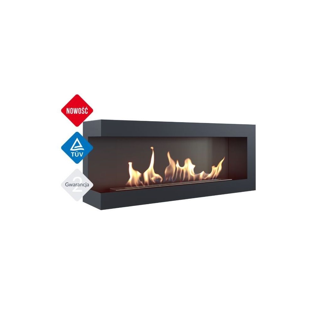 Biokominek DELTA lewa 1200x280 z biopojemnikiem TÜV