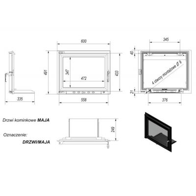 Drzwiczki kominkowe do wkładu MAJA/ANTEK 600x491mm