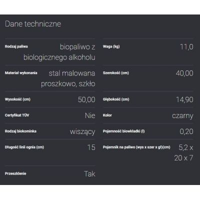 Biokominek GLASS czarny z certyfikatem TÜV