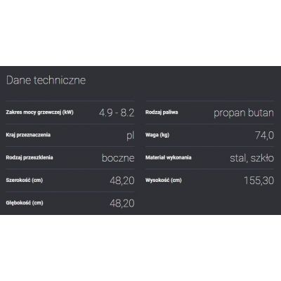 Ogrzewacz gazowy wolnostojący PATIO szkło/czarny - pikowany - sterowanie manualne