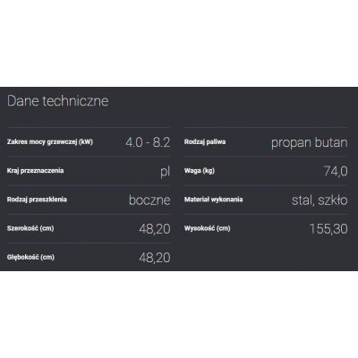 Ogrzewacz gazowy wolnostojący PATIO szkło/czarny - pikowany - automatyka pilot