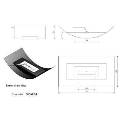 Biokominek MISA 717x400 mm czarny