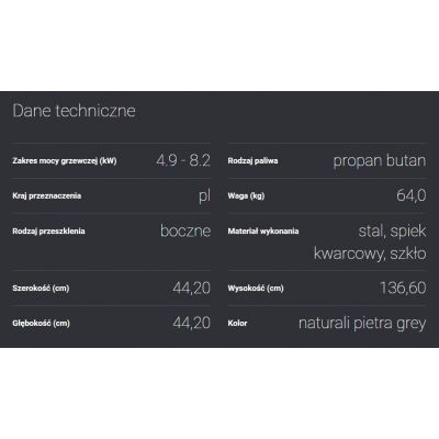 Ogrzewacz gazowy wolnostojący PATIO MINI NATURALI PIETRA GREY - sterowanie manualne