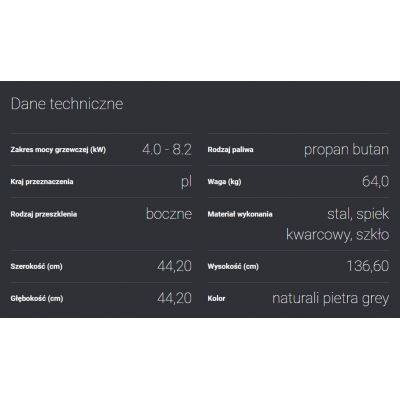 Ogrzewacz gazowy wolnostojący PATIO MINI NATURALI PIETRA GREY - automatyka pilot