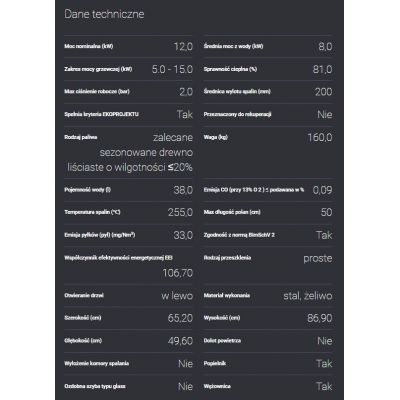 Wkład kominkowy 15 kW ZUZIA PW 15 W z płaszczem wodnym i wężownicą