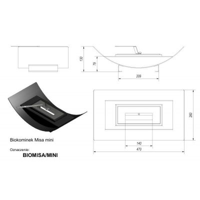 Biokominek MISA MINI 470x260 mm czarny