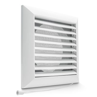 Kratka wentylacyjna 14x14 fi 100/125 z żaluzją i siatką Flat