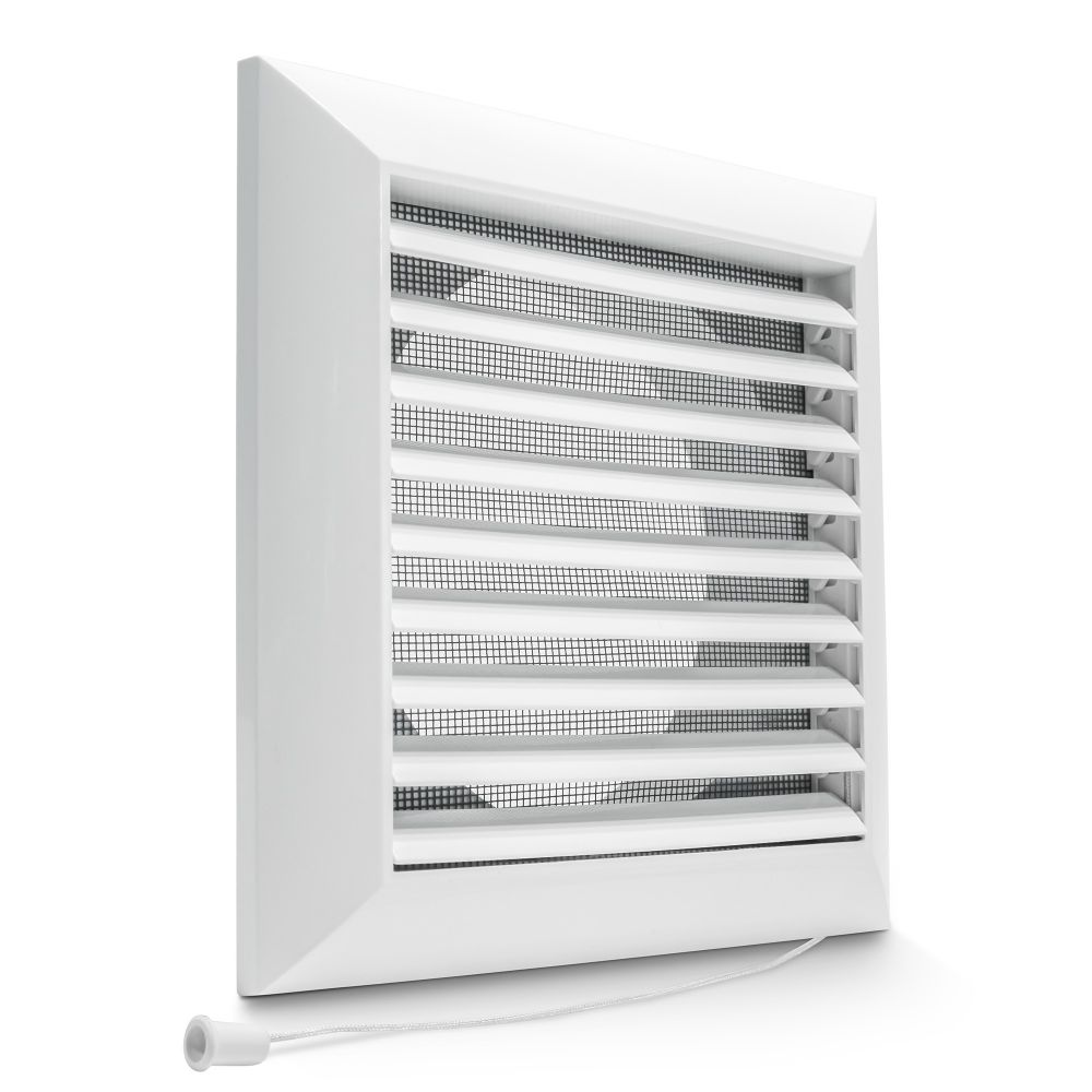 Kratka wentylacyjna 14x14 fi 100/125 z żaluzją i siatką Flat