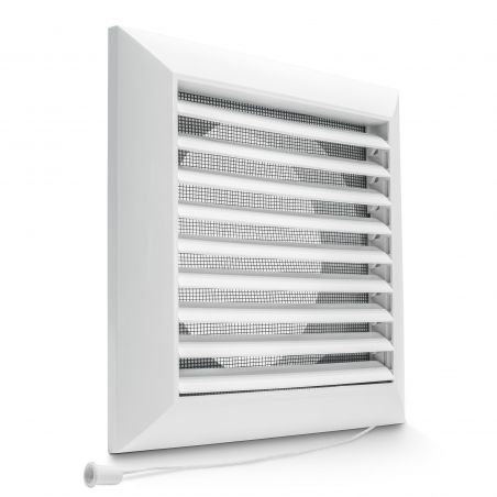 Kratka wentylacyjna 14x14 fi 100/125 z żaluzją i siatką Flat