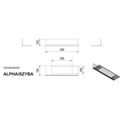Przeszklenie do biokominka ALPHA, komplet: szyba + podstawa