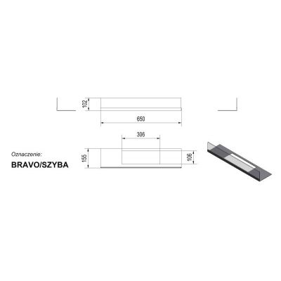 Przeszklenie do biokominka BRAVO, komplet: szyba + podstawa