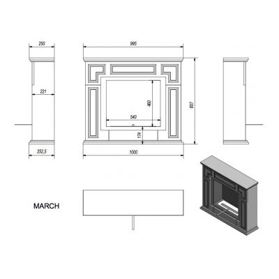 Biokominek MARCH 995x857 mm biały PROMOCJA