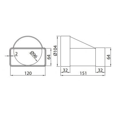 Łącznik przekroju PVC 120x60 fi 100 mm