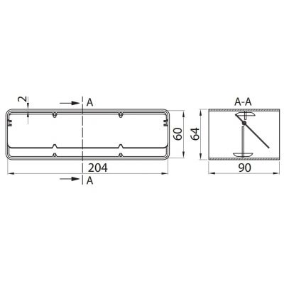 Łącznik kanałów z zaworem PVC  204x60 